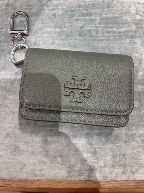 Tory Burch Handbags - Tory Burch dust green Pebbled Leather Thea flip card chain Case -ID holder new